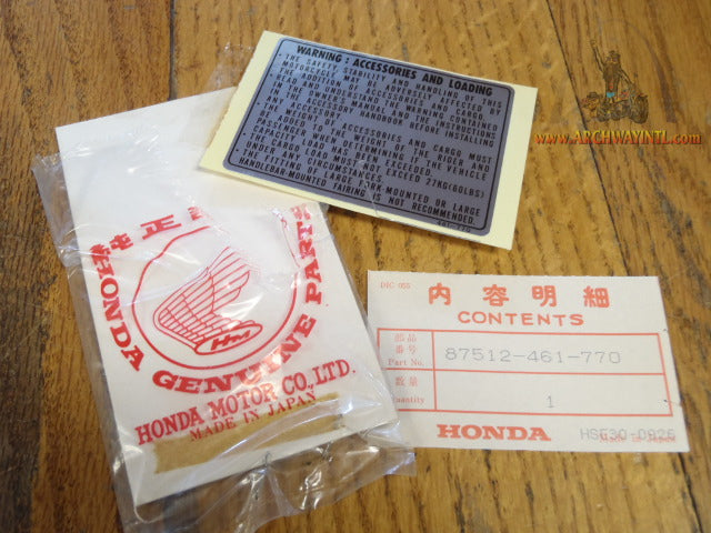 NOS Honda Accessories & Loading Decal Sticker New